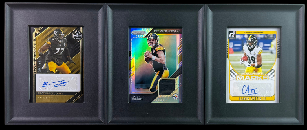 Broderick Jones RC Autograph, Mason Rudolph RC Player Worn Patch, Calvin Austin III Autograph